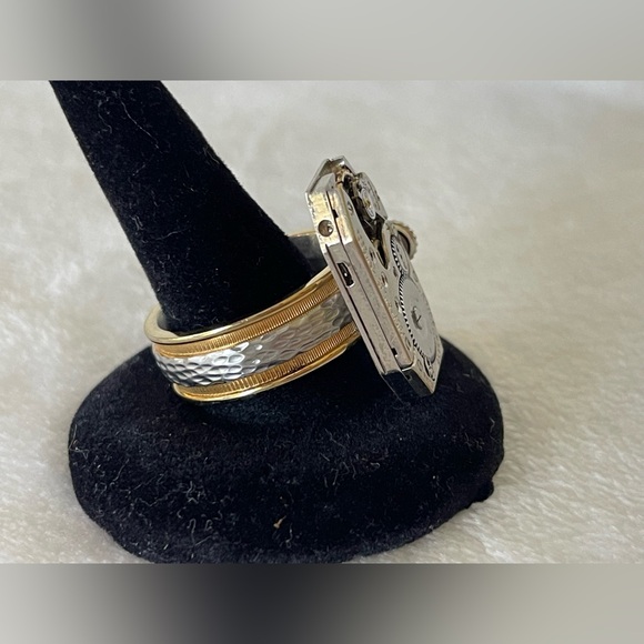 Watch Ring By Rewind stainless steel band watch Ruby steampunk burning man - Picture 4 of 10